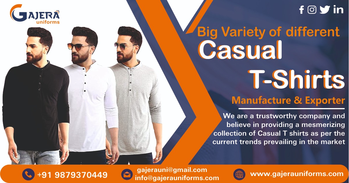 Casual T-Shirts Manufacturer & Exporter in Ahmedabad